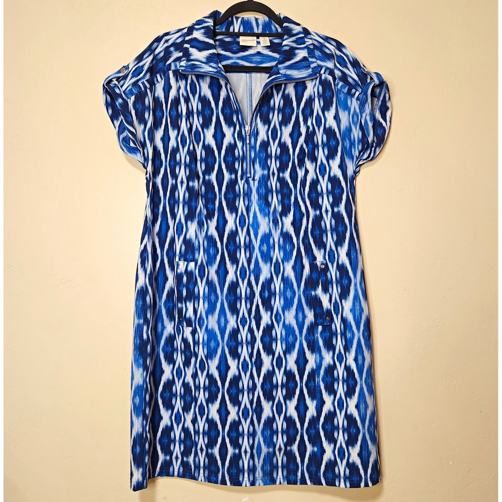 Zenergy by Chico's Collared Shift Dress Cap Sleeve Size 2 US Size L